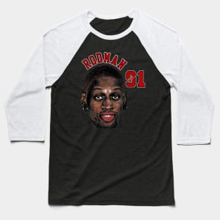 Dennis Rodman Bulls 91 Baseball T-Shirt